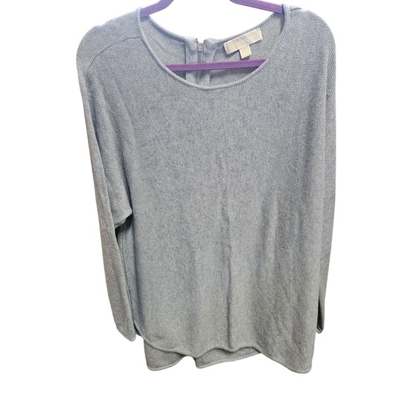 Michael Kors Gray Knit Top XL Long Sleeve Zipper Back Casual Pullover - Picture 1 of 3